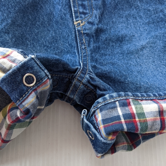 CHILDREN'S PLACE toddler boy plaid lined bib Overalls Shortalls - Picture 10 of 10